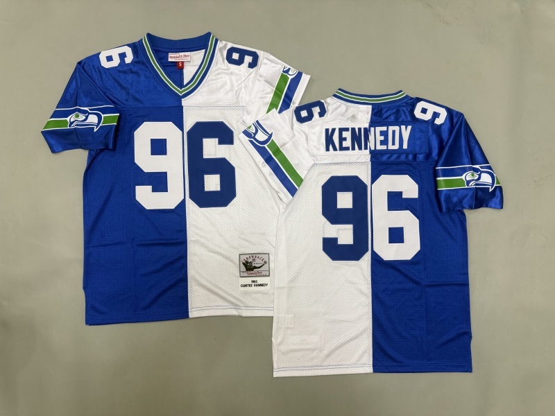 Men 2025 Seattle Seahawks #96 Kennedy white blue Throwback Limited NFL Jersey style 001->seattle seahawks->NFL Jersey